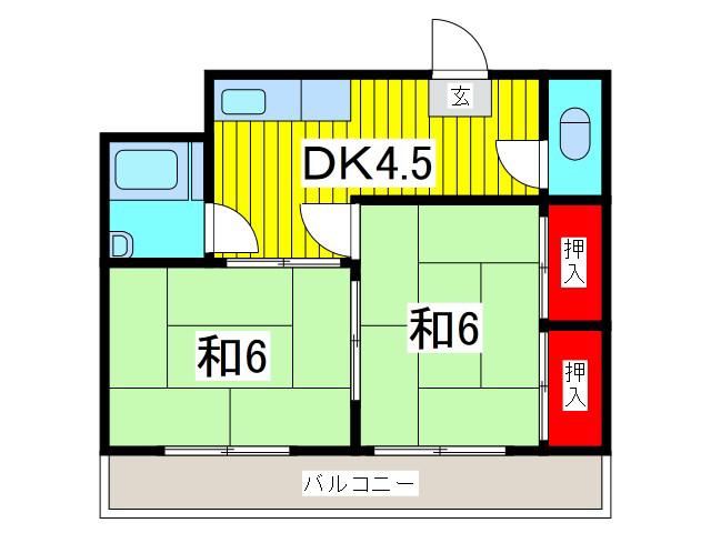 リキマンション(2DK/3階)の間取り写真
