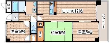 フォーラム城ヶ岡弐番館(3LDK/3階)の間取り写真