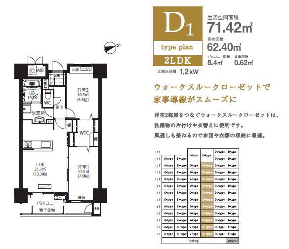 ニューガイア西熊本駅前(2LDK/12階)の間取り写真
