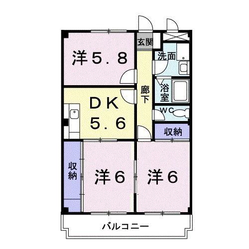 URBAN HILL(3DK/2階)の間取り写真
