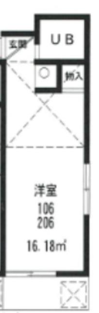 グリーンパレス蕨(ワンルーム/2階)の間取り写真