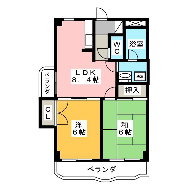 クレスト市ヶ尾(2DK/3階)の間取り写真