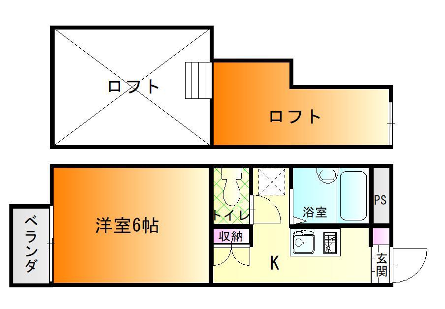 パークプレイスA(1K/2階)の間取り写真