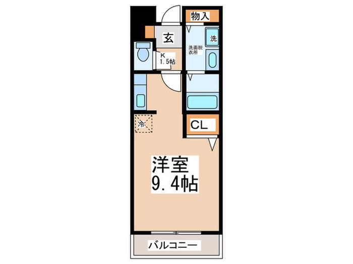 ヴィエント(1K/2階)の間取り写真