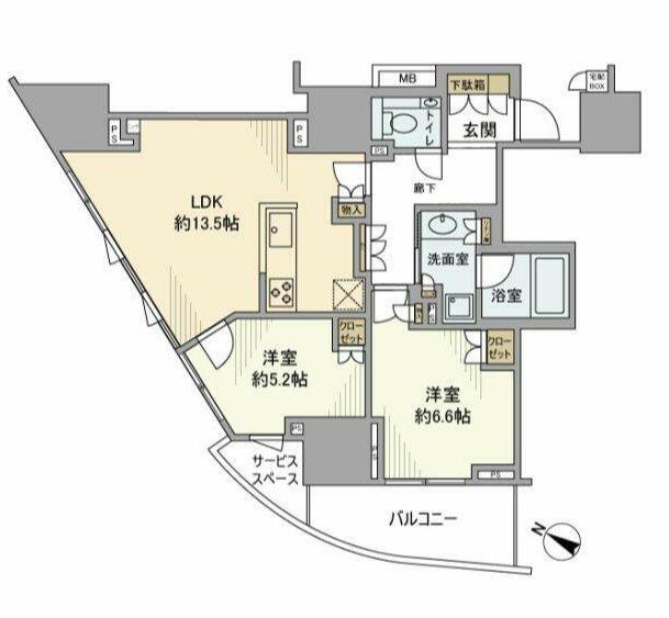 プラウド町屋(2LDK/11階)の間取り写真