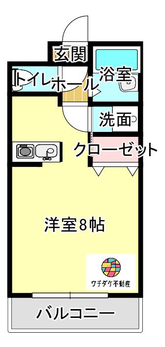 エスポワール郡元(ワンルーム/3階)の間取り写真
