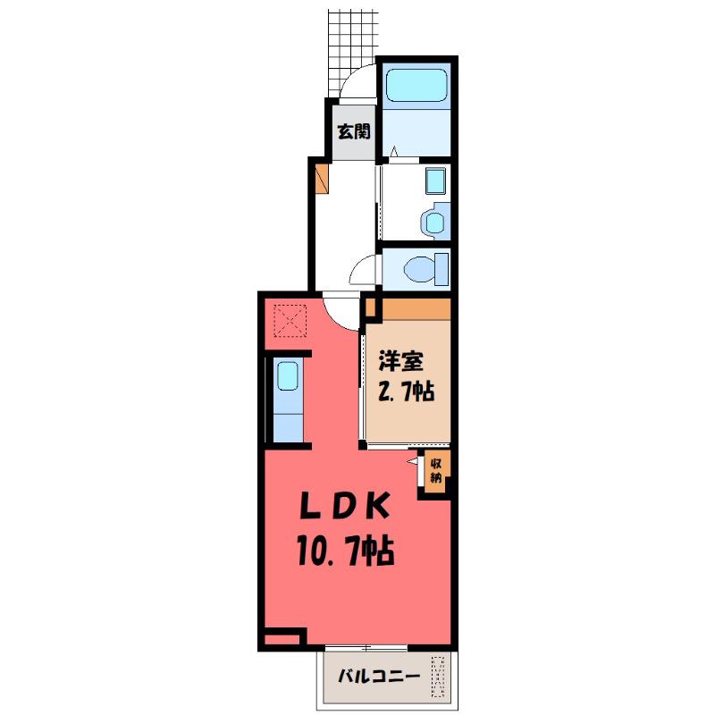 ヴィオーラ B(1LDK/1階)の間取り写真