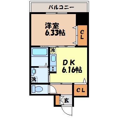 イ・メゾン麹屋(1DK/6階)の間取り写真