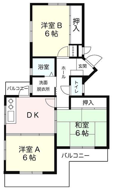 塩川マンション(3DK/2階)の間取り写真