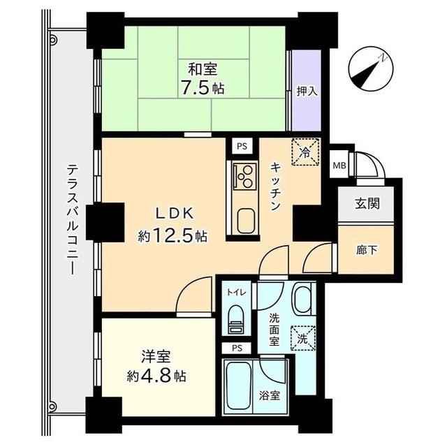 信開アーバンシティセントラル(2LDK/18階)の間取り写真
