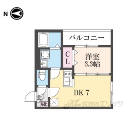 LA VIERE 山科(1DK/3階)の間取り写真