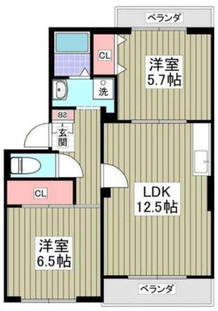 リバーテラス中の郷B(2LDK/1階)の間取り写真