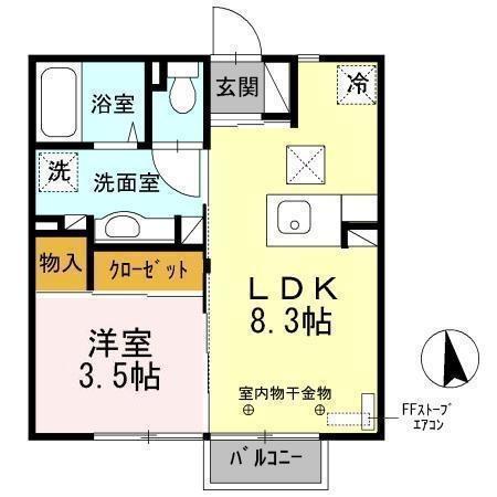 ヴィラ・モンテローザB(1LDK/2階)の間取り写真