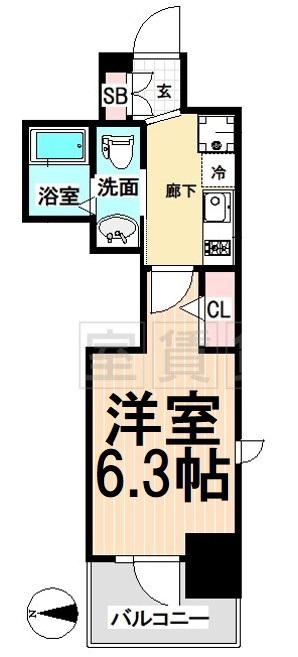 エステムコート名古屋千種グレイス(1K/7階)の間取り写真