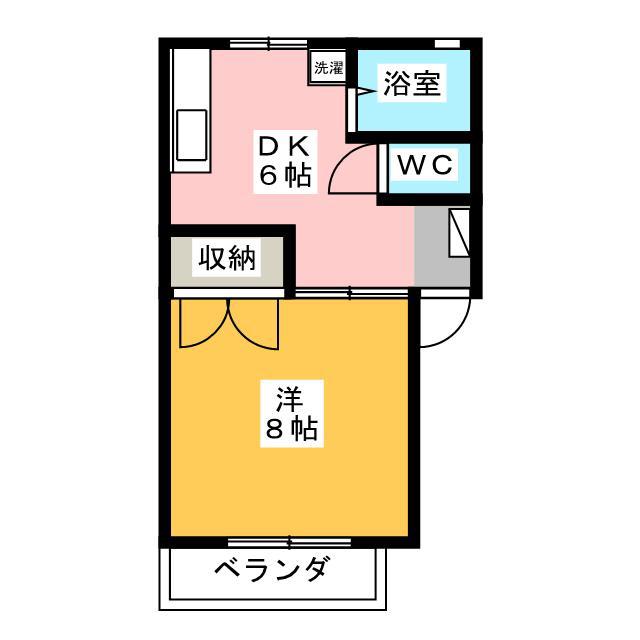 ポンドバレー B(1DK/1階)の間取り写真