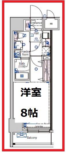 マーロ千住クレストタップ(1K/3階)の間取り写真