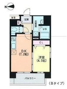 フィーカ牛込柳町(1DK/8階)の間取り写真