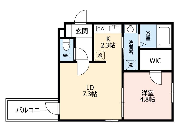 ESPACIO(1LDK/1階)の間取り写真