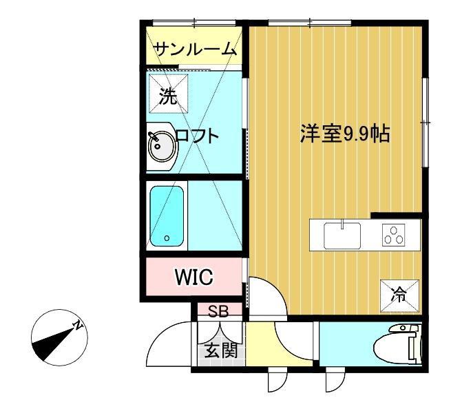 CASA南浜(1K/2階)の間取り写真