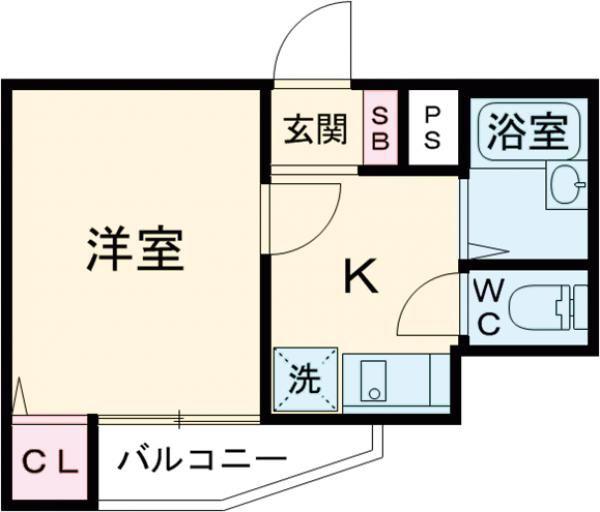アヴェニューコート福生(1K/1階)の間取り写真