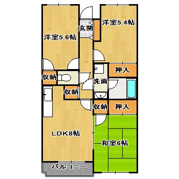 ライフタウン北本町(3DK/1階)の間取り写真