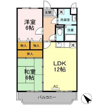 メゾンルミエール(2LDK/1階)の間取り写真