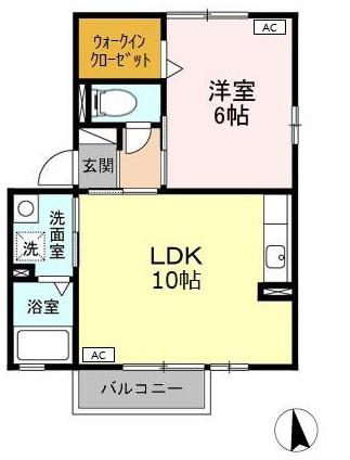 ホープMI・III(1LDK/2階)の間取り写真