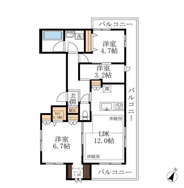 グランソレイユ横浜(3SLDK/3階)の間取り写真