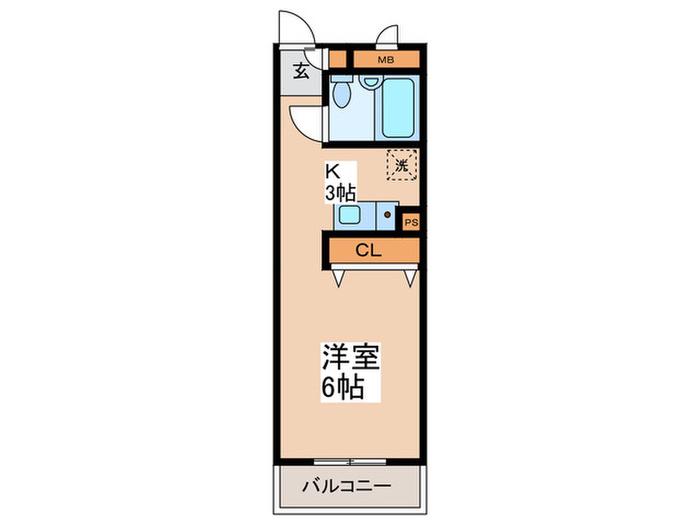 昭島コートエレガンスB(1K/3階)の間取り写真