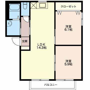 バリュージュ・バリュー(2LDK/1階)の間取り写真