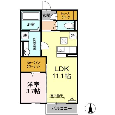 アジャート手城(1LDK/1階)の間取り写真