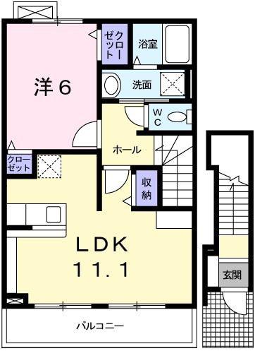 ジラソーレ(1LDK/2階)の間取り写真