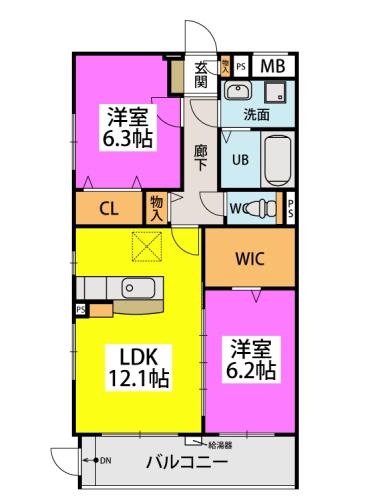 コリエンテ(2LDK/3階)の間取り写真