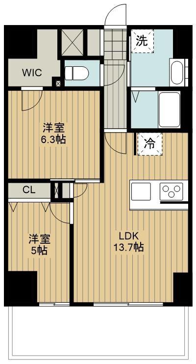 GRAND CIEL KAWAGUCHI(2LDK/10階)の間取り写真