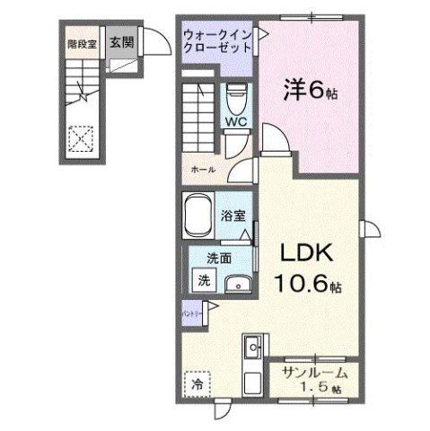 アルバーダ(1LDK/2階)の間取り写真