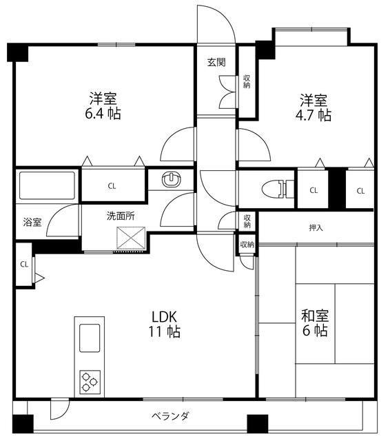 ルピナスかしわ台(3LDK/7階)の間取り写真