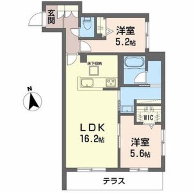 シャーメゾン深翠の杜(2LDK/1階)の間取り写真