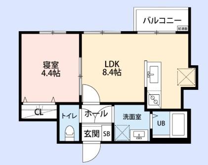 COCO川越(1LDK/2階)の間取り写真