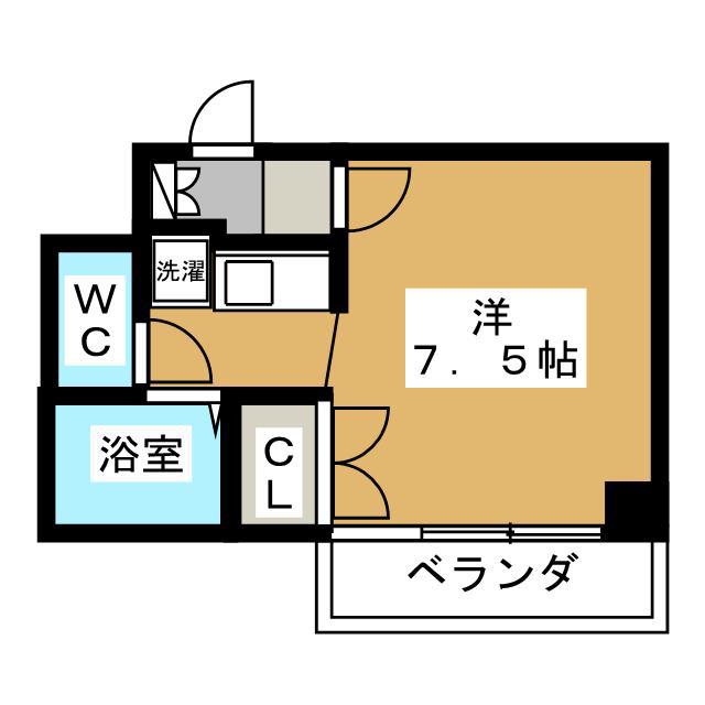 ホリホックイン安西(ワンルーム/4階)の間取り写真