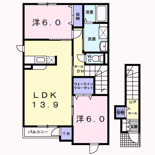 DEARスターヒルズIII(2LDK/2階)の間取り写真