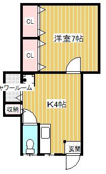 サンビレイ2(1K/2階)の間取り写真
