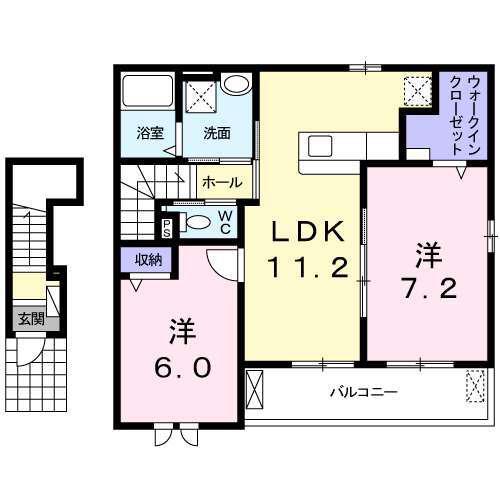 コンフォート小林I II(2LDK/2階)の間取り写真