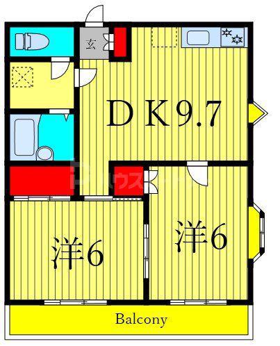 コーポ・シマII(2DK/3階)の間取り写真