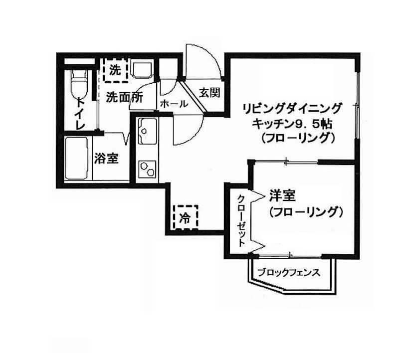 メゾン・ド・グローリー(1LDK/1階)の間取り写真