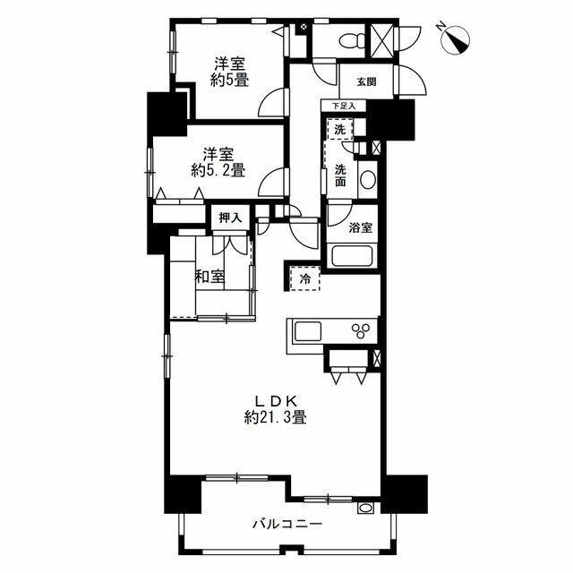 エイリックスタイル姪浜レクリア(3LDK/5階)の間取り写真