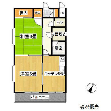 城ケ丘ビレッジ I(2DK/2階)の間取り写真