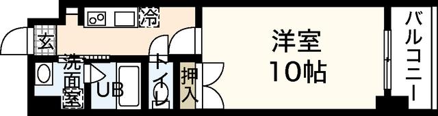 ラメール舟入(1K/2階)の間取り写真