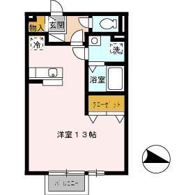 クレドール東尾道(ワンルーム/2階)の間取り写真