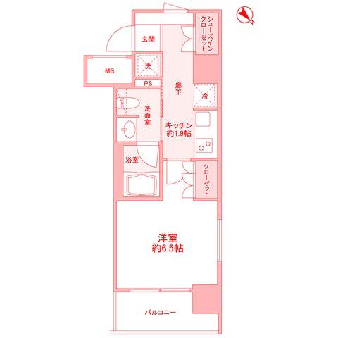 ル メイユ 横浜関内(1K/4階)の間取り写真