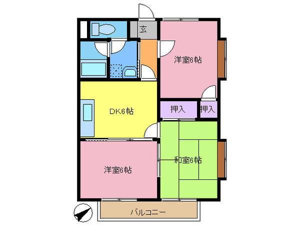 マノワールA(3DK/2階)の間取り写真